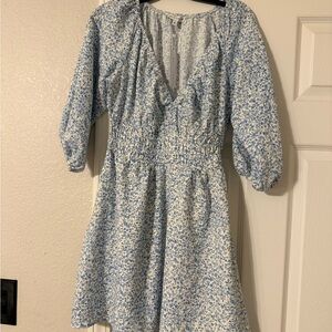 Baltic Born Blue and White Floral Long Sleeve Dress